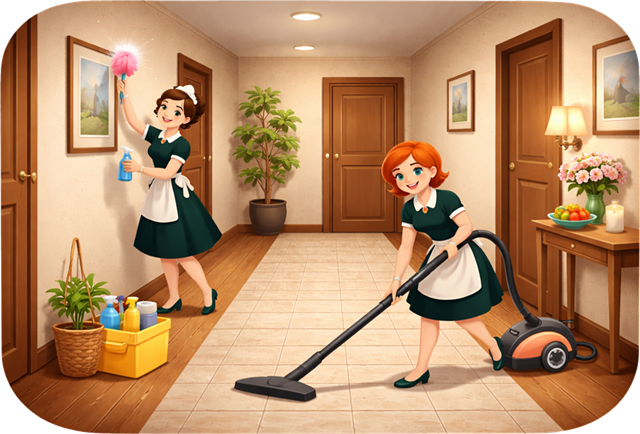 Living areas cleaning illustration for AccessMaids deep cleaning service